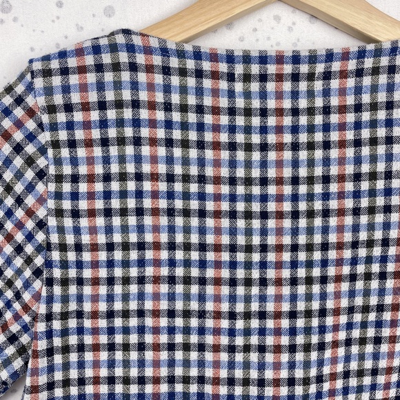 Rita Row Plaid Surplice Crop Top in Blue Multi M - Picture 6 of 9